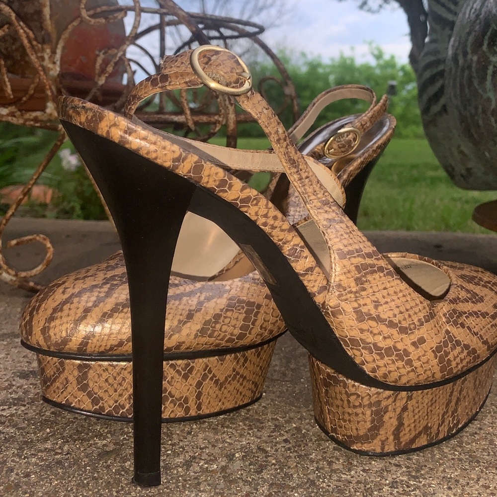 Guess by Marciano Snakeskin Stiletto Slingbacks